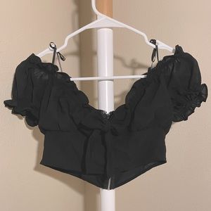 Forever 21 Black Babydoll Crop Top